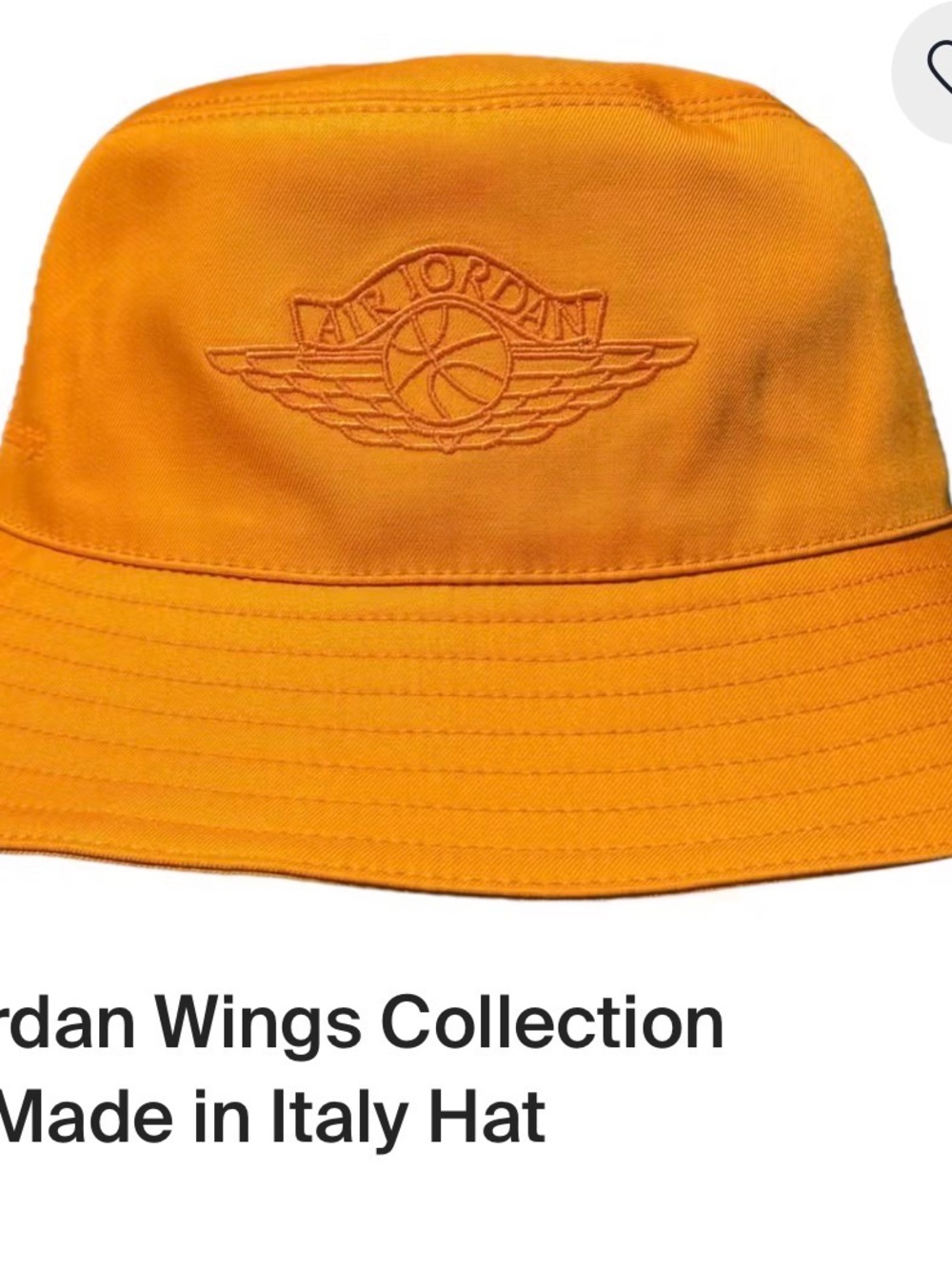 Jordan Orange Embroidered Wings Bucket Hat